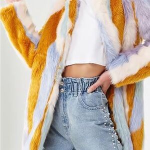 Forever 21 Colorful Faux Fur Teddy Jacket